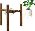 Airpark Adjustable Plant Stand Indoor, Metal Mid Century Modern Plants Stands, Stable Plant Holder Indoor Outdoor Corner, Fit 8 9 10 11 12 inch Pots,Brown Wood-Grain (Pot & Plant Not Included)