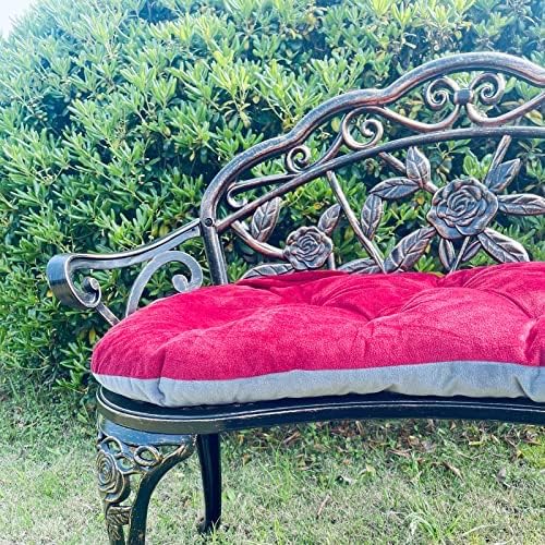 Mandolin Outdoor Park Garden Chair,All Chair Anti Rust Cast Aluminum Patio Yard Bench,Carved Rose Loveseat Bench for Backyard .Porch.Balcony.Lawn (Copper with Cushion)