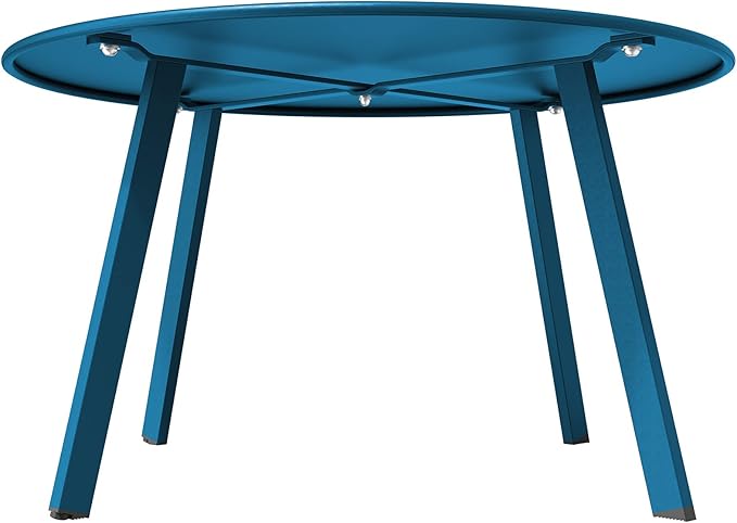 Grand patio 28-inch Round Steel Coffee Table, Outdoor Patio Side Table, Great for Backyard Patio Deck, Peacock Blue