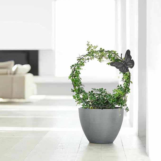 3Pack Trellis for Climbing Plants Indoor, Rust-Proof Trellis for Indoor Potted Plants Round Circle Trellis with Butterfly Houseplant Metal Wire Trellis for Vine Ivy Flower Plant Support