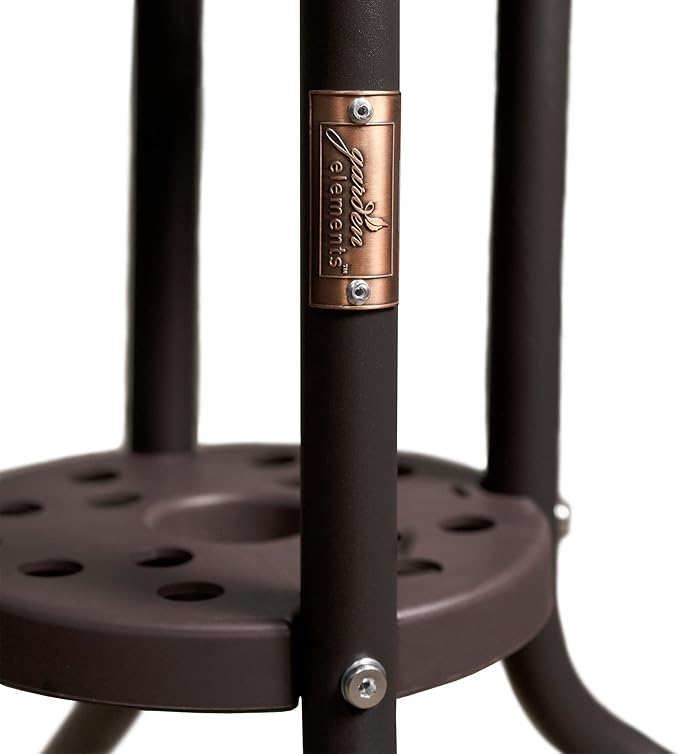 Garden Elements Outdoor Patio Furniture, Round Dining Table, Steel Base and Rim with Water-Wave Glass Top, Brown, 31.5"