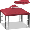 Sumfaller 10x10 FT Gazebo Replacement Canopy Top Cover Double Tiered Canopy Top Cover for Outdoor BBQ Roof Cover Grill Shelter (Red)