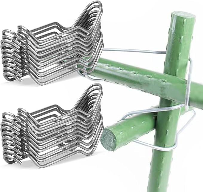 20PCS Galvanized Steel Garden Support Stakes - 4/5 Inch, 20mm, Climbing Vine Trellis Clips for Tomato, Cucumber, Eggplant, Vegetable