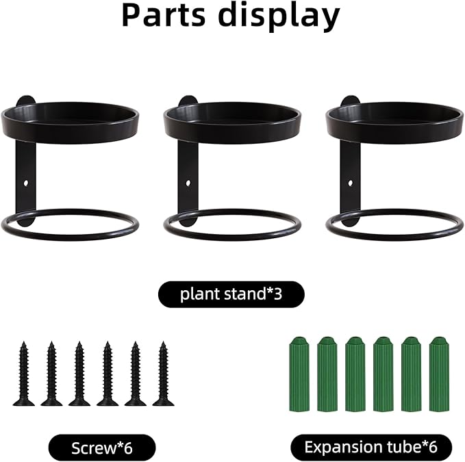 Metal Wall Planters Mid Century Modern Floating Shelves for Indoor Hanging Plants, Space-Saving Vertical Garden for Home & Office 3 Pack Black