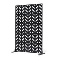 VEVOR Metal Privacy Screen, 47" W x 72" H, Outdoor Privacy Screens 5-Panel, Freestanding Outdoor Divider with Stand, Decorative Garden Steel Privacy Fence for Balcony Patio Indoor Room Black
