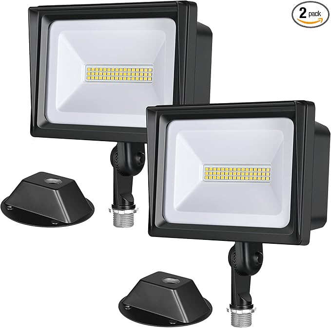DEWENWILS 2 Pack 34W Flood Lights Outdoor, 3200 LM Super Bright(400W Halogen Equivalent) IP65 Waterproof Knuckle Mount LED Flood Light, 5000K Led Security Light for Landscape, Garden, Yard, Garage