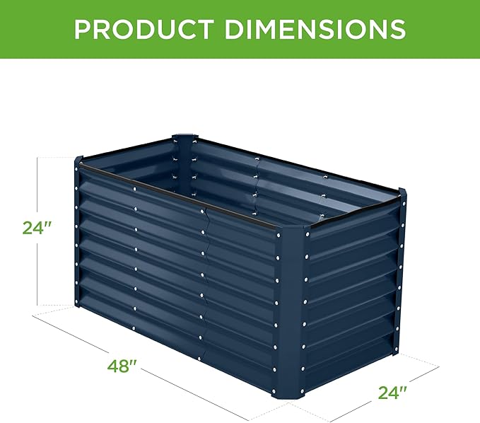 Best Choice Products 4x2x2ft Outdoor Metal Raised Garden Bed, Deep Root Box Planter for Vegetables, Flowers, Herbs, 119 Gallon Capacity, 100% Non Toxic Materials - Navy