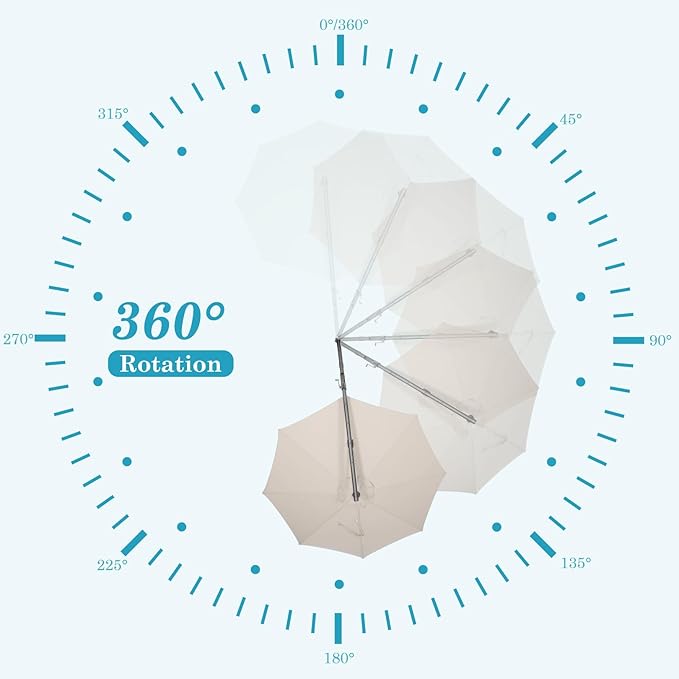 HOTEEL10x10ft Patio Umbrella Cantilever Umbrellas - Upgrade and Intensify - 360 Rotation and 5 Angles Adjustment - Aluminum Offset Pool Umbrella Outdoor Umbrellas for Patio Garden Pool