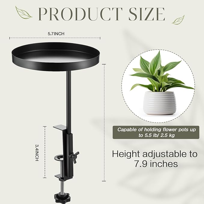 4 Pcs Window Sill Plant Shelf 5.7''D x 12.4''H Adjustable Window Shelf Windowsill Clamp Tray for Indoor Plants Metal Windowsill Extension Tray Planter Floating Shelves for Indoor Outdoor