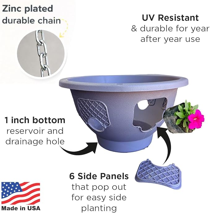 Ultimate Hanging Baskets - Strawberry, Tomato, Flower, and Herb Outdoor Planters - Use Garden Pots for Growing Plants Outside On A Deck, Fence, or Balcony (2)
