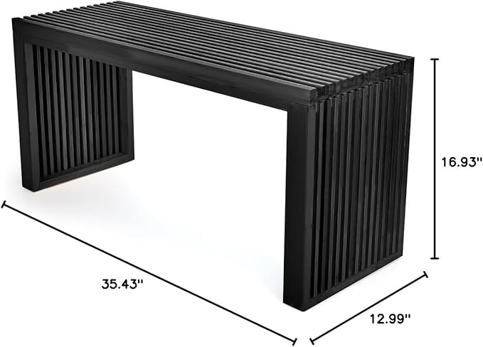 Bamboo Dining Bench, 35 inch Farmhouse Decor Indoor Kitchen Table Bench, Entryway Shoe Rack Bench Solid Bamboo Benches for Living Room, Hallway, Bedroom, Bathroom