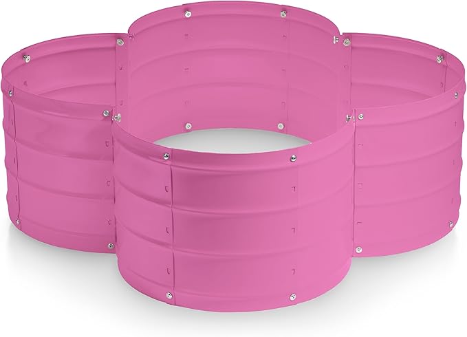 Plant & Plot Galvanized Raised Garden Beds Outdoor // 3×3×1 ft Planter Raised Beds for Gardening, Vegetables, Flowers // Large Metal Garden Box (Pink) // Patented Tool-Free Design