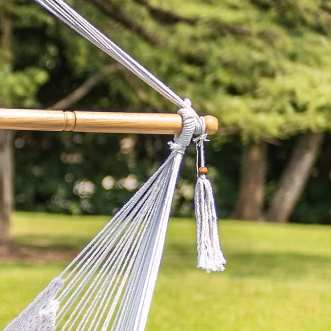Lazy Daze Hammocks Hanging Chair Caribbean Swing Chair Hammock Chair w/Soft-Spun Cotton Rope, 40" Hardwood Spreader Bar Wide Seat, Max 300 Pounds, for Indoor Outdoor Garden Yard, White