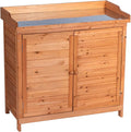 GDLF Outdoor Garden Patio Wooden Storage Cabinet Furniture Waterproof Tool Shed with Potting Benches Outdoor Work Station Table (Natural)