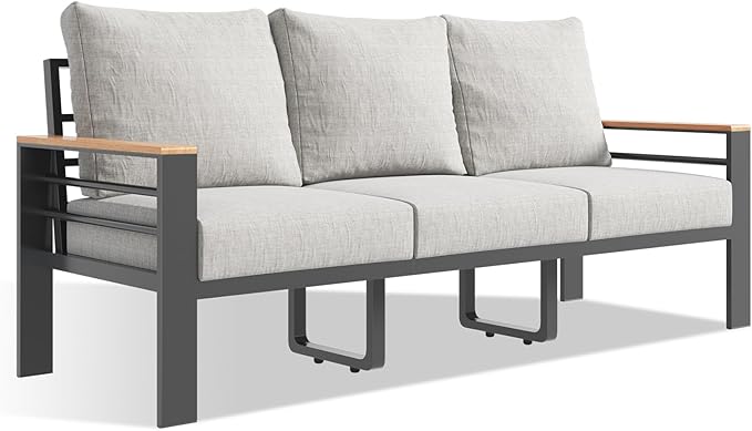 Aoxun Aluminum Patio Furniture Set 3 Seats, Oversized Outdoor Sectional for Porch, Balcony, Deck