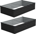 Vengarus 6x3x1FT (2 Pack) Galvanized Raised Garden Bed Kit, Outdoor Metal Planter Box for Vegetables, Rectangular Steel Container, Easy Assembly (Black)