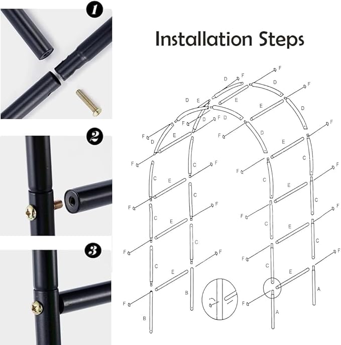 Adorox 7.8ft Garden Arch Trellis for Climbing Plants, Metal Arch Frame, Pumpkin Archway Outdoor Garden Arbors and Arches for Halloween Christmas Birthday Party Baby Shower Decoration(Black)