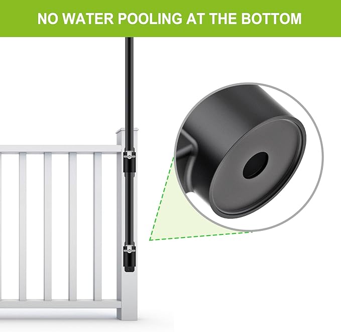 Heavy Duty Deck Railing Umbrella Holder, Patio Umbrella Stand for 1-2 Inch Poles, Space-Saving Design, Secure & Sturdy Post Flat Mount for Deck Railing, Balcony, Outdoor Courtyard, Fences