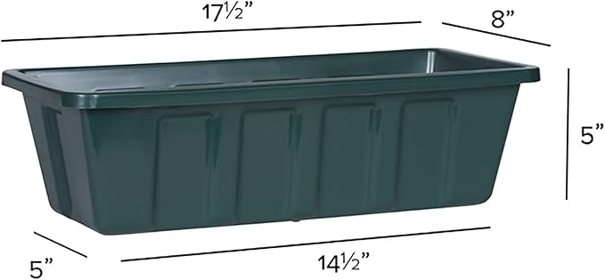 Root & Vessel, Poly-Pro Plastic Flower Box Planter, Hunter Green, 18-Inch