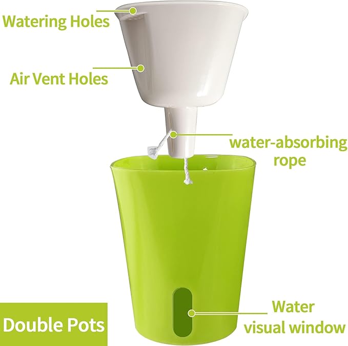 TCBWFY 9 Inch Self Watering Pots for Indoor Plants,3 Sets Self Watering Planter Pots with Visual Water Level Window and Multiple Vents,Self Watering Plant Pot for All House Plants,Flowers,Herbs