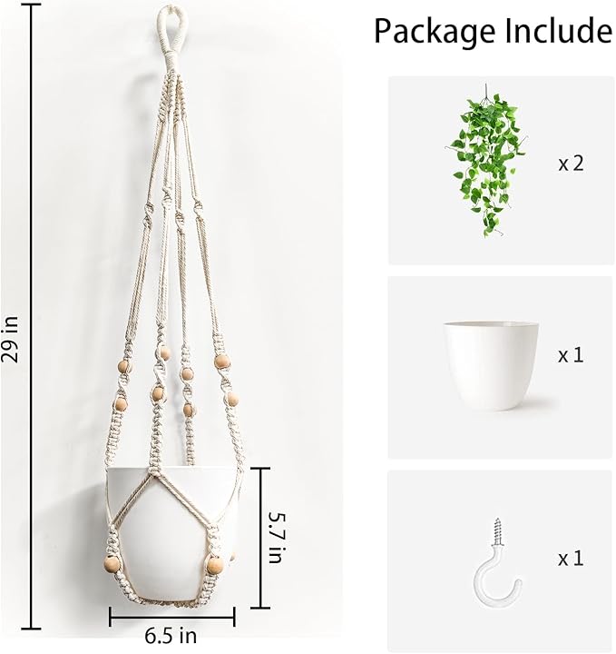 Comtelek Fake Hanging Plants Artificial Plants for Home Decor Macrame Plant Hanger with Fake Vines Faux Hanging Planter Greenery for Wall Ceiling Bedroom Bathroom Kitchen Office Boho Decor Indoor