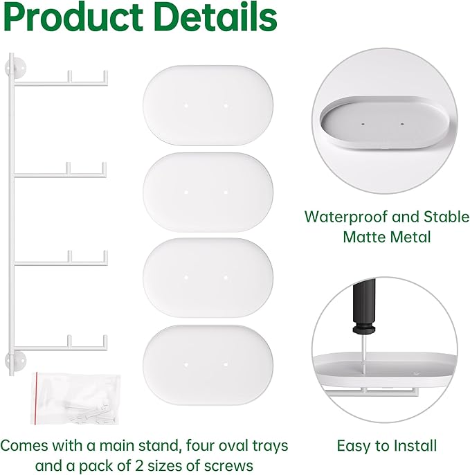 Rotating Window Shelves for Multiple Plants Indoor,4-tier Metal Corner White Plant Stand Holder Floating Hanger Shelf for Wall，Windows Sill Gifts for Planter Lover to Enhance Home Decor