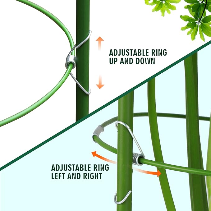 LEOBRO 4 PCS Plant Support Cages, Tomato Cages, Metal Garden Plant Support Ring, Plant Trellis, Plant Stakes for Tomato, Climbing Plant, Flower, Seedlings, 17.7" High, 7.1"/7.87"/8.66" Inner Diameter