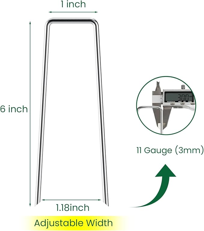 6 Inches Galvanized Garden Staples, Metal Tent StakeHeavy Duty U-Shaped Pins and Landscaping Staples for Sod Anchoring Landscape Fabric Irrigation Tubing (100, Silver)