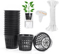 ORIMERC 12 Pack 3 inch Net Cups Pots with 12 feet Hydroponics Self Watering Wick & 12 Plant Labels Aquaponics Mason Jar Bucket Insert Orchid kratky Vegetable Garden Growing Netted Basket Slotted Mesh