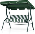Tangkula 3 Person Porch Swing, Patio Swing with Removable Cushion & Powder-Coated Steel Frame, Outdoor Swing with Canopy for Porch, Backyard, Garden, Balcony (Green)