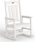 Ciokea Oversized Outdoor Rocking Chair, 380lbs Heavy-Duty Large Patio Rocker, Weather Resistant & Anti-Fade Porch Chair, High Back Cozy Rocking Chair for Outside, Fire Pit, Deck, Garden, White