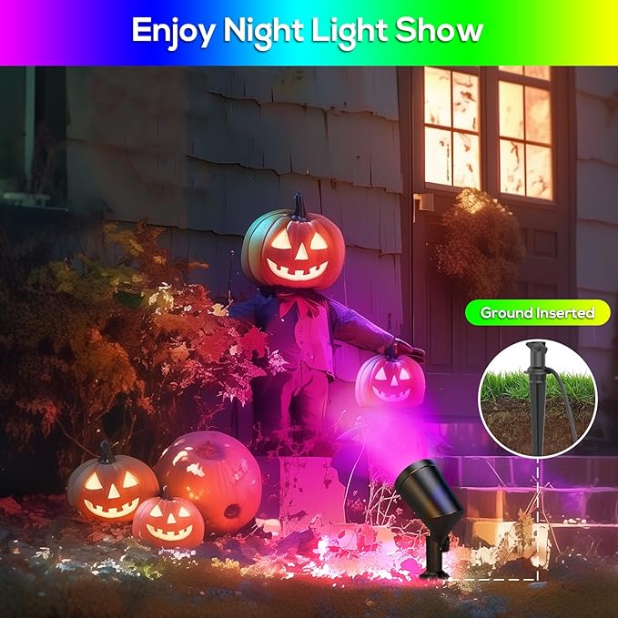 ZYAN 8 Pack Smart Landscape Lights, Color Changing Landscape Spotlights, App Control & Remote Control, Compatible with Alexa
