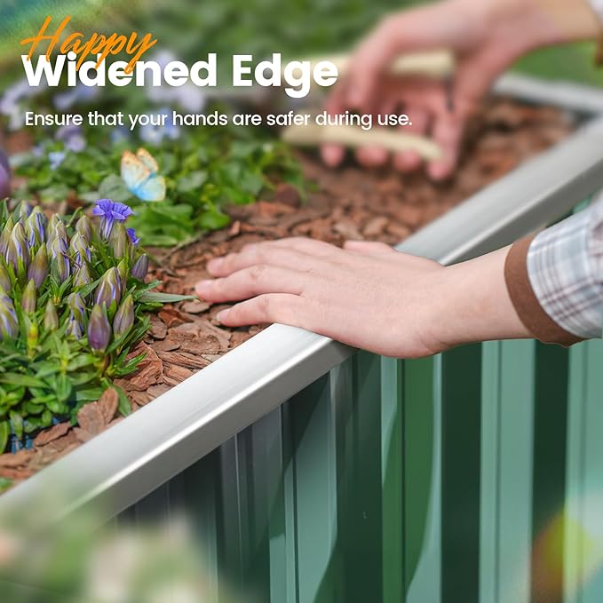 KING BIRD 101" x 36" x 24" Galvanized Raised Garden Bed 2 Installation Methods for DIY Outdoor Heightened Steel Metal Planter Kit Box for Deep-Rooted Vegetables, Flowers, Large Raised Bed Kit(Green)
