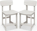 SERWALL Outdoor Bar Stools Set of 2, All Weather HDPE 25" Counter Height Bar Stools with Back, Outdoor Armless Barstools for Patio, Garden, Backyard, Balcony, Poolside, White