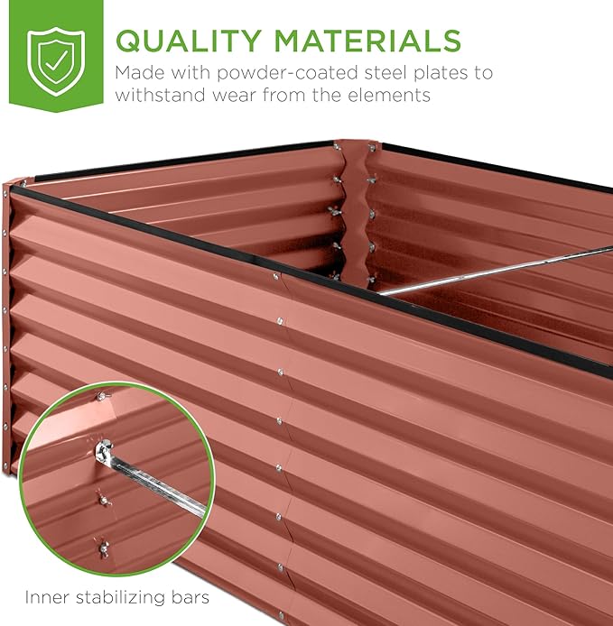 Best Choice Products 6x3x2ft Outdoor Metal Raised Garden Bed, Deep Root Box Planter for Vegetables, Flowers, Herbs, 269 Gallon Capacity, 100% Non Toxic Materials - Terracotta