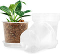 5 Inch Clear Nursery Pots for Plants with Sacuers 15 Pack, Plastic Flower Pots with Drainage Holes, Variety Pack Seedlings Garden Pot for Indoor Outdoor (5 inch)