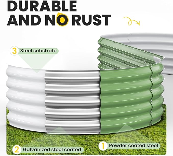 Galvanized Raised Garden Bed 8x2x1.5 FT, Oval Metal Raised Garden Bed Outdoor Planter Box with Open Bottom, Rust-Resistant Steel Garden Bed for Vegetables Herbs Flowers, Easy Assembly