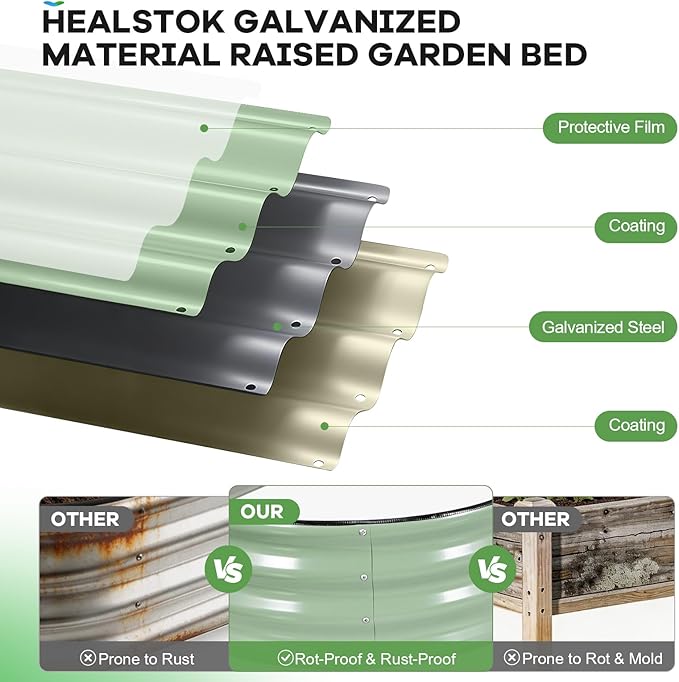 Galvanized Raised Garden Bed Outdoor, 6x3x1ft Oval Metal Raised Beds for Gardening, Rust-Resistant Garden Planter Box for Planting Vegetables, Flowers, Fruits in Backyard, Lawn(Avocado Green)