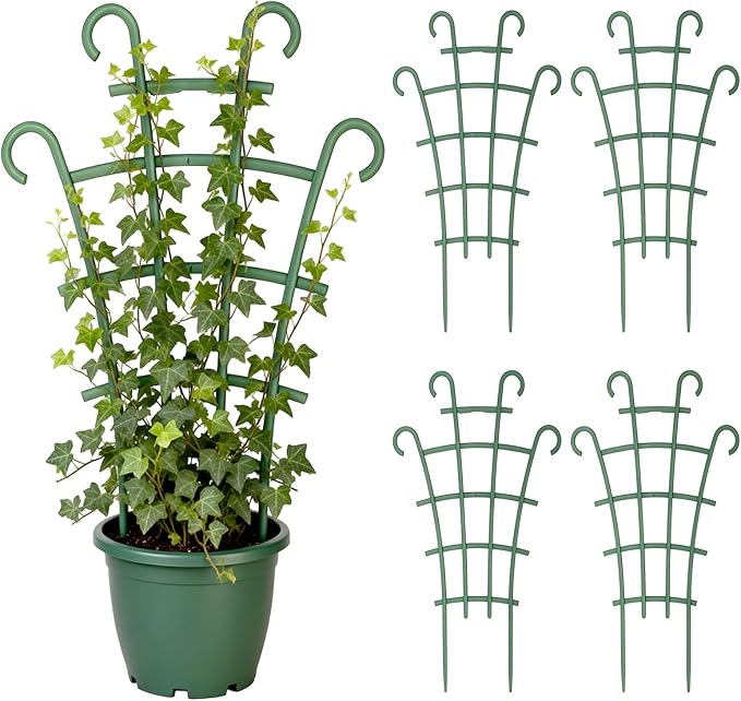 Plant Support Stakes,Stackable Plant Trellis for Indoor Climbing Plants,Small Plant Climbing Trellis for Potted Plants Plastic Climbing,Potted Plant Trellis for Houseplants (4PCS)
