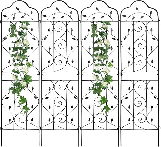 hogardeck 4 Packs 72 * 18 inch Metal Garden Trellis for Climbing Plants Outdoor,Heavy Duty,Black Coating Rustproof Trellis for Rose, Vegetable, Flowers, Expandable,Perfect for Training Climbing Plants