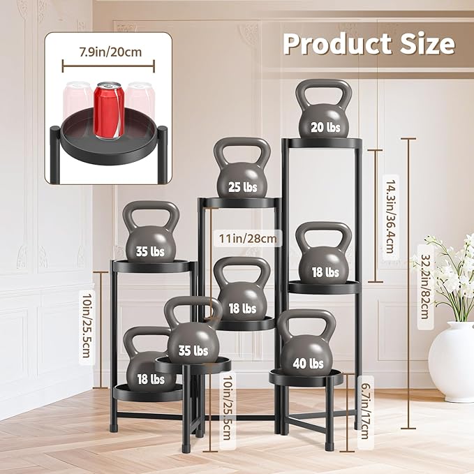 LASZOLA 8 Tiered Folding Tall Plant Stand Indoor for Multiple Large Planter, Heavy Duty Metal Adjustable Flower Rack for Narrow Corner, Sturdy Vertical Spiral Shelving Holder for Modern House, Black
