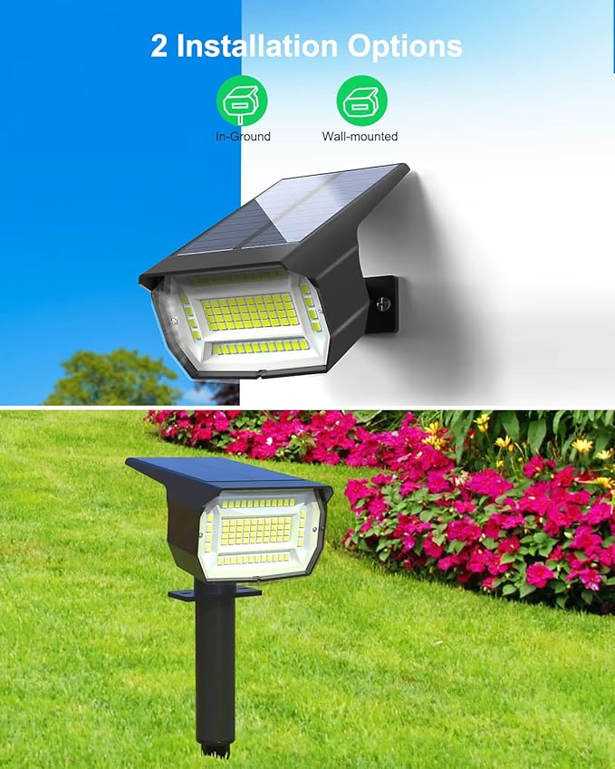 LOTMOS Solar Spot Lights Outdoor, 6 Pack/72 LED/3 Lighting Modes 2-in-1 Solar Landscape Lights, Auto On/Off IP67 Waterproof for Yard, Tree, Garden, House (Cool White)