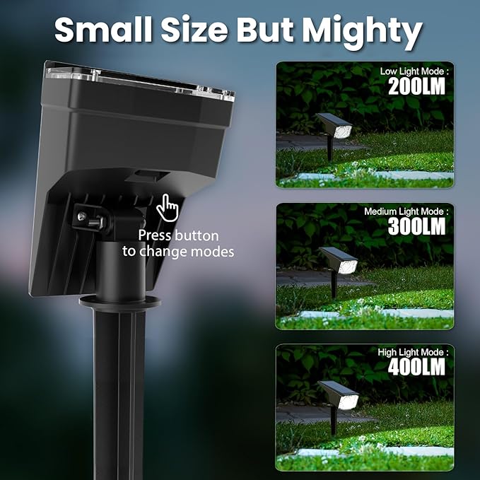 SOLPEX Solar Lights Outdoor Waterproof IP65, Landscape Spotlights Outdoor, Compact Design Spot Lights, Solar Powered Flood Lights for Garden Yard House Pathway Tree Outside, 6 Pack, Cool White
