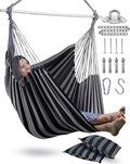 XXL Hammock Chair Hanging Rope Swing with 2 Cushions - Max 500lbs-Perfect for Patio, Porch, Bedroom, Backyard, Indoor or Outdoor - Includes Hanging Hardware Kits