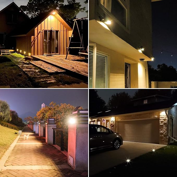 Solar Lights Outdoor Dusk to Dawn 4400mAh Solar Flood Lights Waterproof LED 3000K Spot Light for Yard, Street, Porch, Outside, Landscape Lighting, Warm White