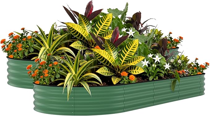 Garvee 2 Pack Galvanized Raised Garden Beds - 8x4x1.5ft Planter Box for Vegetables, Flowers, Rust-Resistant Garden Box, Easy Assembly Raised Beds, Durable Planters for Outdoor Plants, Green