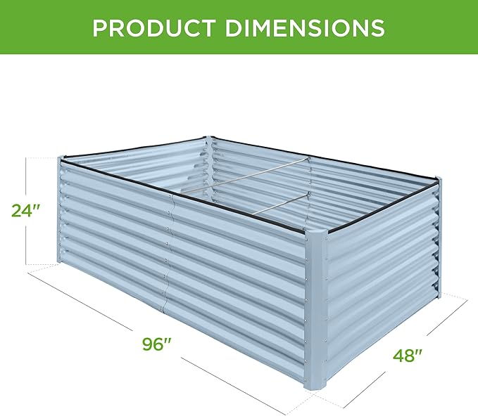 Best Choice Products 8x4x2ft Outdoor Metal Raised Garden Bed, Deep Root Planter Box for Vegetables, Herbs & Flowers, 478-Gallon Capacity, 100% Non Toxic Materials - Mist Blue