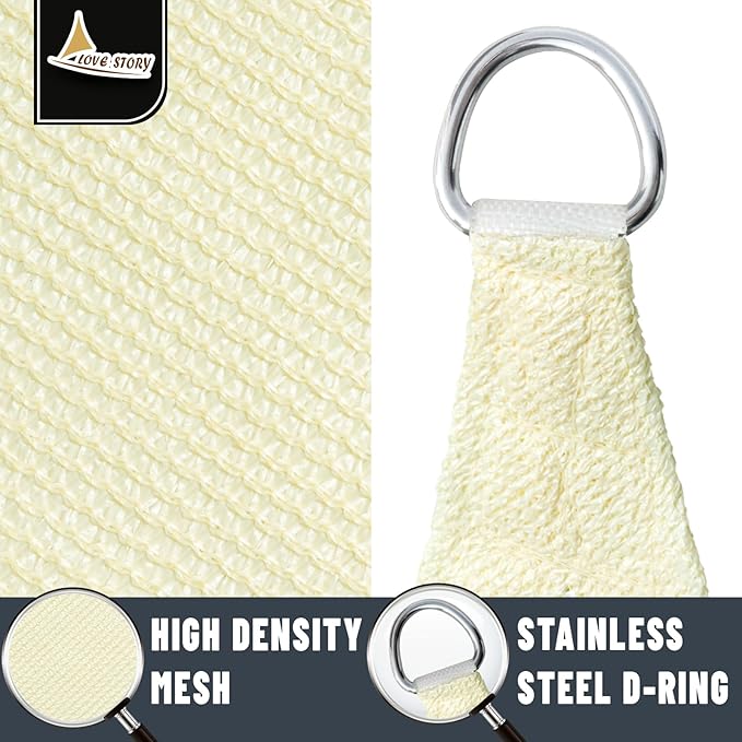 LOVE STORY Custom Size 7'x12' Butter Cream Sun Shade Sail Rectangle UV Block Canopy Patio Sail Sunshades Fabric for Outdoor Garden Carport (We Make Custom Size)