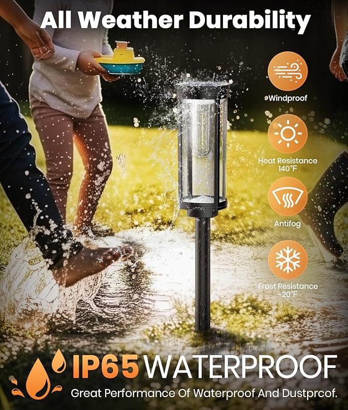 Solar Pathway Lights Outdoor,6 Pack Solar Lights Outdoor, IP65 Waterproof Auto On/Off Solar Garden Lights Solar Powered Landscape Lighting for Yard Walkway Driveway Pathway