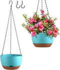 Hanging Planters for Indoor Plants, Set of 2 8/10 Inch Self-Watering Hanging Pots with Drainage Hole & Removable Water-Storage Tray II Screw-in Hooks